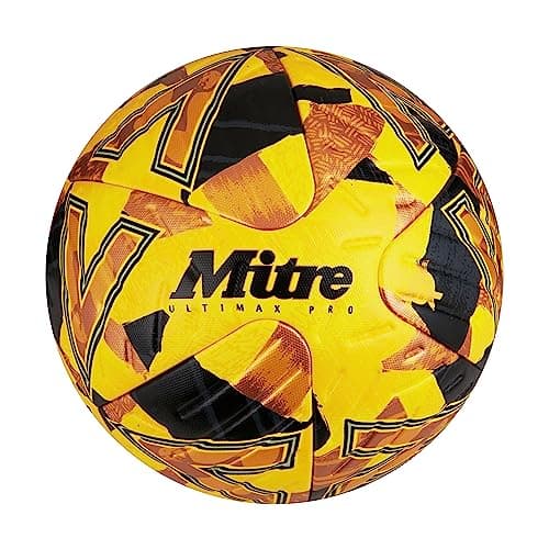 Image of Mitre Ultimax Pro Football | Hyperseal Construction | Professional Ball, Yellow/Gold/Black, 5