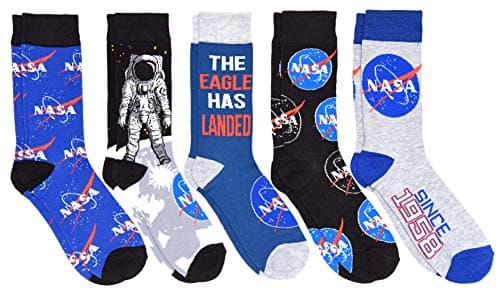 Image of Hyp NASA The Eagle Has Landed Men's Crew Socks 5 Pair Pack