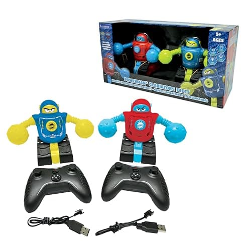 Image of LEXIBOOK, Powerman® Gladiators Eject, Remote Controlled Battle Robots, Duel combat mode, Sound and light effects, Blue/red, ROBDUO2