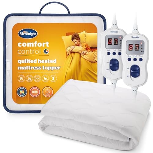 Image of Silentnight Comfort Control Heated Quilted Topper - Bed Warmer in Double Size Warm Electric Heating Pad Mattress Toppers - Machine Washable Underblanket with Elasticated Straps