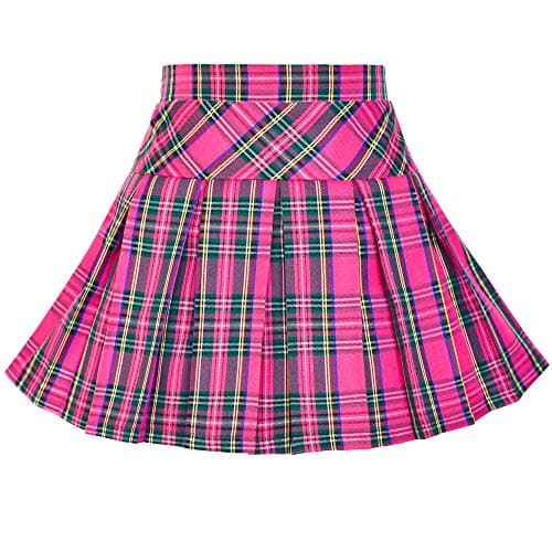 Image of Sunny Fashion Girls Skirt Back School Uniform Pink Tartan Skirt Age 13-14 Years