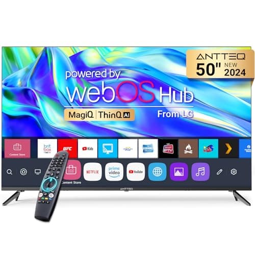 Image of Antteq Smart TV 50 inch MagiQ 50" UHD 4K TV webOS, BBC Freeview Netflix YouTube Airplay WiFi, ThinQ AI MEMC Work with Alexa Black Television