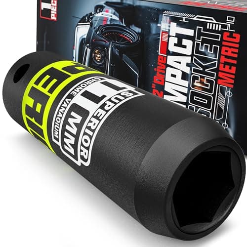 Image of KIRXST 1/2" Drive 11mm Deep Impact Socket, 6 Point CR-V Deep Socket, 78mm Length, Auto Trucks Car Tires Repairing DIY Mechanic Tool