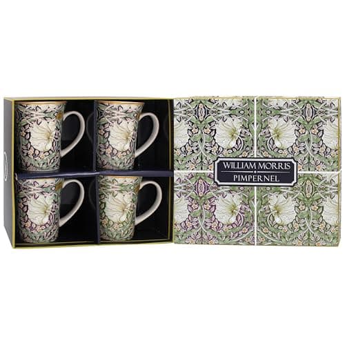 Image of The Leonardo Collection William Morris Lustre Pimpernel Mugs Set of 4 Kitchen & Home | Tableware Mug Set of 4 for Every Occasion | Lovely Coffee Cup Set for Mens Gifts & Birthday Gifts for Women