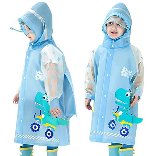 Image of Fewlby Kids Rain Poncho - Boys & Girls Toddler Waterproof Rain Jacket, 3-4 Years M Size