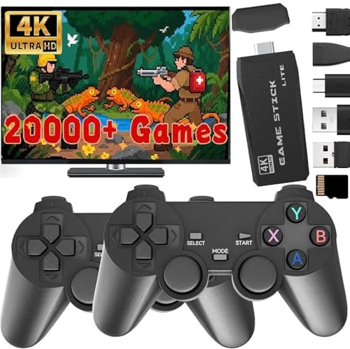 Image of PZNETUE Upgraded Retro Games Console, Retro Game Stick Built-in 20,000+ Classic Games with Wireless Controller, Plug & Play for TV HDMI, Retro Game Console for Family and Adult (64G)