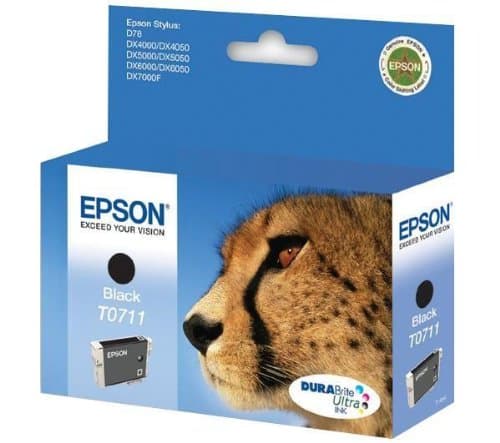 Image of Epson DURABrite Ink Cartridge Black T0711 (Cheetah), 112 x 30 x 142 mm, 50 g