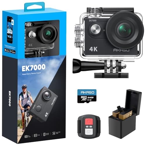 Image of AKASO EK7000 4K30FPS Action Camera with 64GB microSDXC Memory Card - 20MP Ultra HD Underwater Camera 170 Degree Wide Angle Waterproof Camera with Accessory Kit