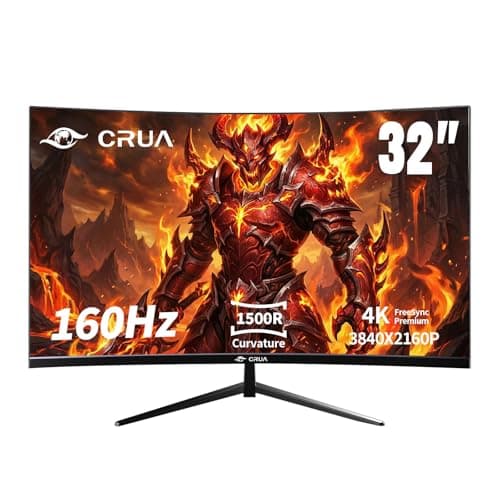 Image of CRUA 32 Inch 4K UHD Gaming Monitor 160Hz, 3840x2160 IPS Display, 1ms MPRT, FreeSync & G-SYNC Compatible, HDMI 2.1 & DisplayPort, HDR, Eye Care, VESA Mountable, PS5 & PC Monitor