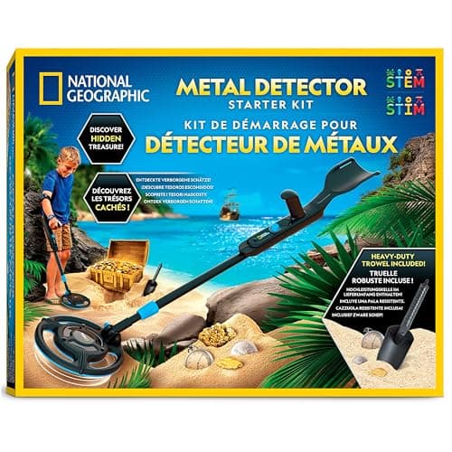 Image of National Geographic Starter Metal Detector Kit – Kids Metal Detector with 18.8 cm Waterproof Coil & Trowel, Great for Gold Hunting & Beach Exploration