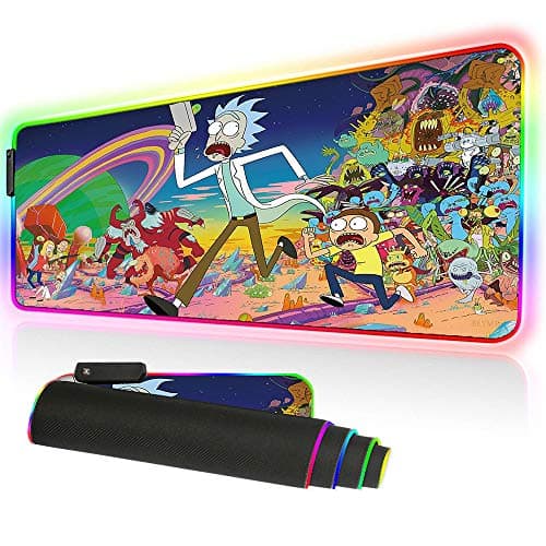 Image of Bimormat RGB Gaming Mouse Pad Large - Soft RGB Mouse Mat Oversize Glowing Led Mousepad, USB Powered Keyboard Mouse Pad, PC Gaming Mouse mat with Non-Slip Rubber Base (90X40 rickpao)