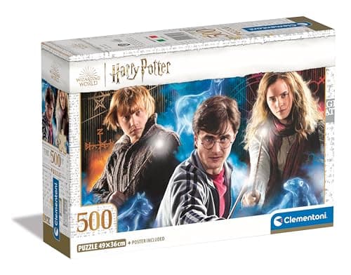 Image of Clementoni Jigsaw Puzzle Harry Potter 500 Pieces - Poster Included, Puzzle For Adults 14-99 Years, Gift For Men/Women, Hogwarts, Made In Italy, 35535