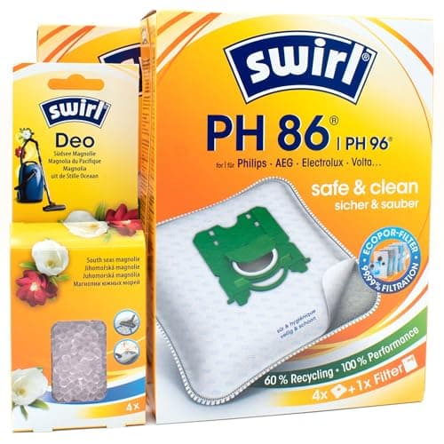 Image of 8 Vacuum Cleaner Bags + Deodorant Beads Compatible with Electrolux ZAM 6210... 6290 AirMax | Compatible with Swirl PH86-96 - PH 86-96 | 8 Bags, Air Freshener, Accessories, Spare Parts