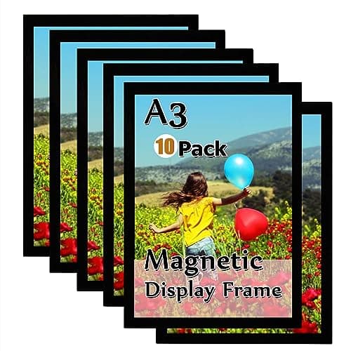 Image of Gocoffun A3 Magnetic Sign Holder - 10 Pack Self Adhesive Display Frame for Home, School, Store, Notice, Picture Display (Black)