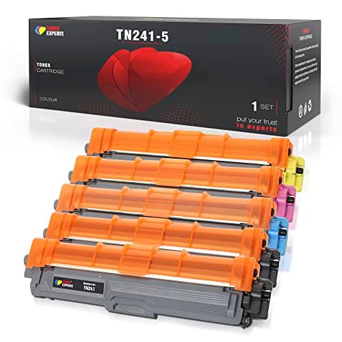 Image of TONER EXPERTE TN241 TN245 Toner Cartridge Replacement for Brother TN-241 TN-245 Compatible with DCP-9015CDW DCP-9020CDW HL-3140CW HL-3150CDW MFC-9330CDW (5-Pack Black Cyan Magenta Yellow)
