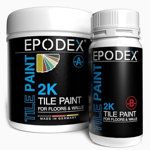 Image of EPODEX 2K Tile Paint for Bathroom, Kitchen & More, Abrasion-Resistant, Waterproof, For Floor & Wall Tiles, 1.8kg - 7m² for 2 coats - Silver Grey