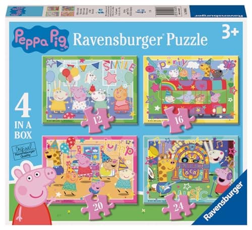 Image of Ravensburger Peppa Pig 4 in a Box Jigsaw Puzzles for Kids Age 3 and Up - 12, 16, 20 & 24 Pieces - 2024 Edition