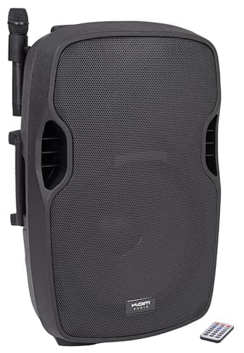 Image of KAM RZ15A 15" Portable Active Speaker with Bluetooth® ~ 1200W, USB/SD Inputs, and Wireless Mic System