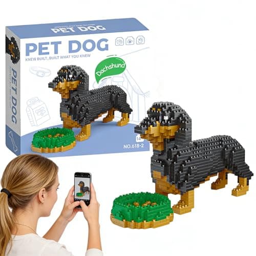Image of Dachshund Dog Building Blocks for Boy, Dachshund Building Blocks Set,Animals Puppy Character Fixture Component, Home Decoration,Diy Blocks Collection Ornament Gift, Creative Gift For Adults,14+