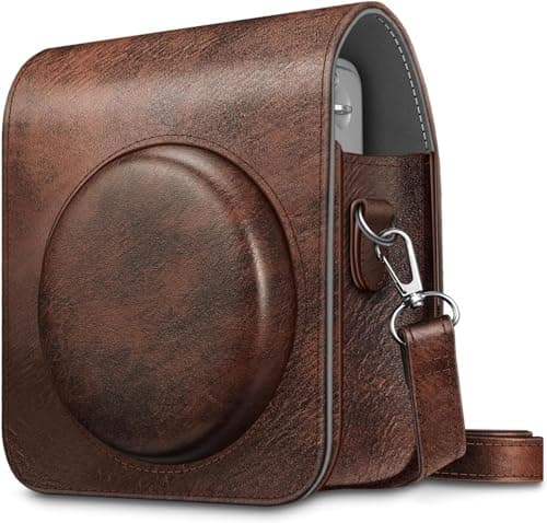 Image of FINTIE Protective Case for Fujifilm Instax Mini 90 Neo Classic Instant Film Camera - Premium Vegan Leather Bag Cover with Removable Strap, Vintage Brown