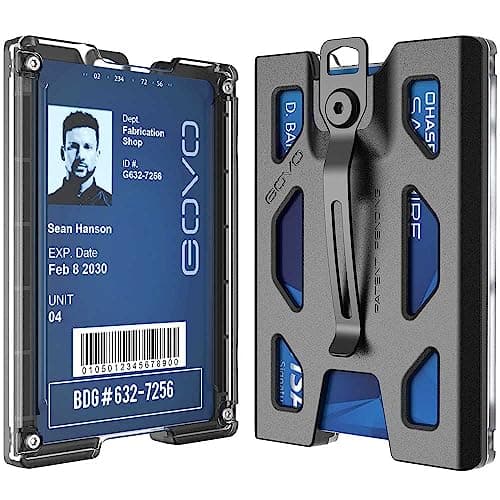 Image of GOVO Badge Holder/Wallet - Durable ID Card Holder with Metal Clip and 4 Cards Slot (Holds 1-4 Cards) (Black)