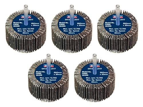 Image of Sealey Ø60 x 30mm Abrasive Flap Wheel Ø6mm Shaft 40Grit - Pack of 5 FW6030405