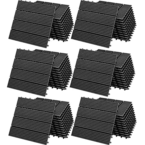 Image of CASARIA® 66x WPC Composite Classic Anthracite Decking Tiles 30x30cm | Cuttable Interlocking System | Drainage System | Garden Balcony Patio Click Lock-In Flooring Deck | Set of 66 Tiles 6m²
