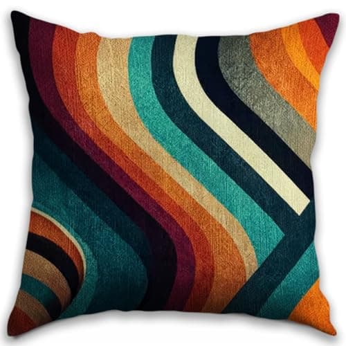 Image of RBAFAO Boho Modern Abstract Throw Pillow Cover 18x18 - Vintage Abstract Decor Pillowcase | Indoor Outdoor Cushion Case for Sofa Couch Bed Living Room Bedroom Home (Colorful-2)