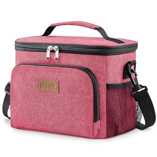 Image of Lifewit Insulated Lunch Bag for Men, Thermal Lunch Box for Women Cool Bag, Reusable Leakproof Lunch Tote Bag with Adjustable Shoulder Strap for Adult for Work/Picnic/Beach, Pink, 9L 12 Can
