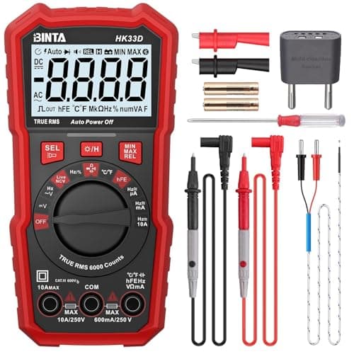 Image of BINTA Digital Multimeter 6000 Counts with Auto-Ranging AC/DC Current and Voltage, Ohm Volt Amp Meter Tests Live Wire, NCV, HFE, Capacitance, Temperature, Continuity, Diode Measuring for Auto Home