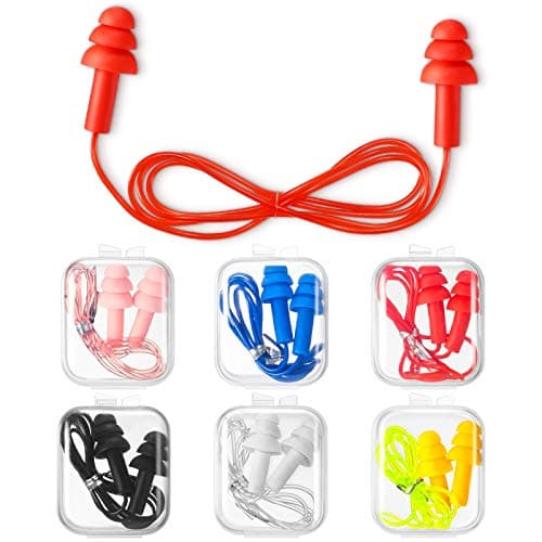 Image of 6 Pairs Corded Earplugs Silicone for Sleeping Waterproof EarPlugs with Cord Reusable for Noise Cancelling Snoring Swimming Shooting Study