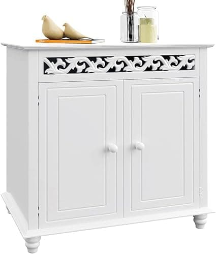 Image of CASARIA® Dresser Jersey With 2 Doors and Shelf | 76x65x35cm | Multi Purpose, Perfect for Bathroom, Living Room, Bedroom, Dining Room | Shoe Storage | Cabinet | Sideboard | Cupboard | White