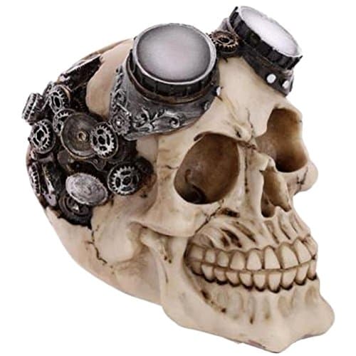 Image of Puckator Steampunk Style Skull Decoration with Goggles - Home Decoration - Ornaments - Resin - Home Accessories - Living Room Accessories - Gothic Home Accessories - Skeleton - Goth Gifts For Men