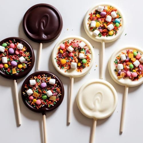 Image of Dazzling Chocolate Lolly Making Kit, Make Your Own Chocolate Lollipops Kit, Letterbox Size Children's Food Activity Gift Box,Melt and Create your own lollipops, Create Your Own Food Kit