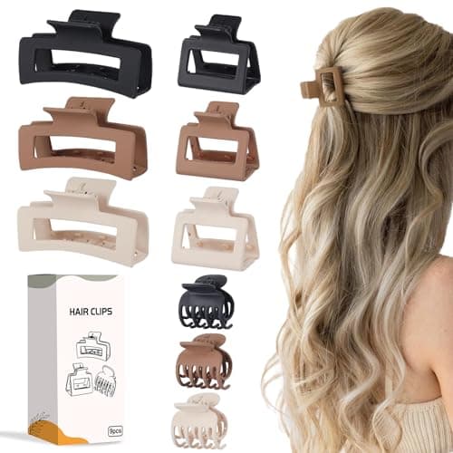 Image of Medium Claw Hair Clips Set for Women - 3 Styles Rectangle Clips for Thick Hair| 3.5 Inch Large Hair Claw Clips for Thick Hair + 2Inch Medium Hair Claw Clips for fine Hair + 1.5Inch Small Hair Clips