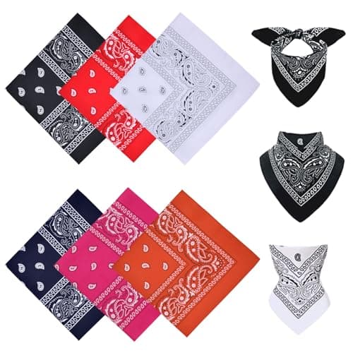 Image of Aomig Bandana Head Scarf for Men and Women, Stylish Cowboy Headband Handkerchief, Multi-purpose Hair Scarf Paisley Print Unisex Headwraps, Bib Party Face Covering Headwear for Motorcycling(6 Packs)