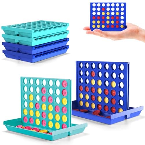 Image of Pup Go 4 Pack Travel Size Classic 4 in a Row Game for Kids Ages 3+, Pocket Size Board Game for Car,Airplane & Camping, Travel Essential 2 Player Strategy Kids Games, Foldable (11x8cm/4.33x3.15inches)