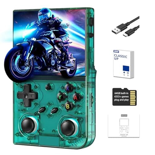 Image of Classic up Retro Handheld Game Consoles with Linux 64GB Card 4353 Games 3.5-inch IPS 3200mAH Battery Support 30+ Simulators WiFi Bluetooth HD Output Gift for Teen or Partner - Transparent Teal