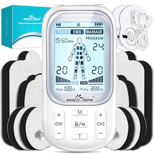 Image of Easy@Home Tens Machine EMS: TENS Machine for Pain Relief EMS Muscle Stimulator for Back Pain | Back Massage Machine for Pain | Arthritis Pain Relief | Dual Channel 24 Modes 16 Pads Replacements