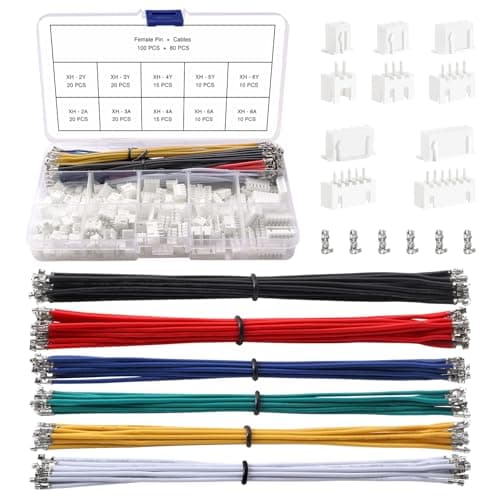 Image of YIXISI 330 PCS 2.54mm JST-XH 2/3/4/5/6 Pin Housing Connector Adapter Plug, Male and Female JST Connector Kit, with 22AWG Dual Head Pre-Crimped Cables Wire