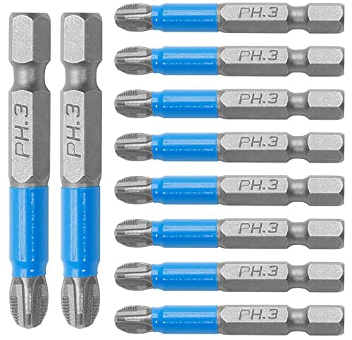 Image of Cjueiom 10Pcs Magnetic PH3 Screwdriver Bits Set, Anti Slip Phillips Screwdriver Bits, Cross Head Electric Screwdriver Bits with 1/4" Hex Shank (PH3 x 50MM)