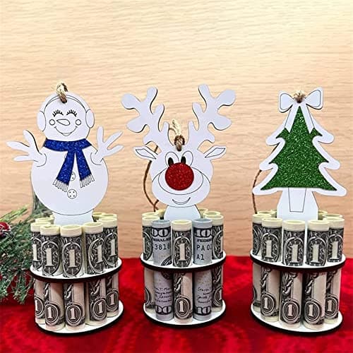 Image of Christmas Unique Money Holder, Handmade Wooden Christmas Tree, Reindeer, Snowman Money Box, Unique Tabletop Home Decorations,Desktop Ornaments Funny Gift for Friends Family (Tree)