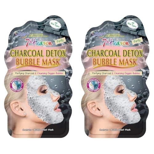 Image of 7th Heaven Charcoal Detox Bubble Sheet Face Mask with Purifying Charcoal to Cleanse for a Brighter Complexion (Pack of 2)