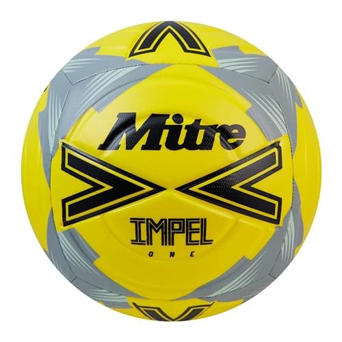 Image of Mitre Adult Impel One 24 Football, Fluo Yellow/Black/Circular Grey, 5