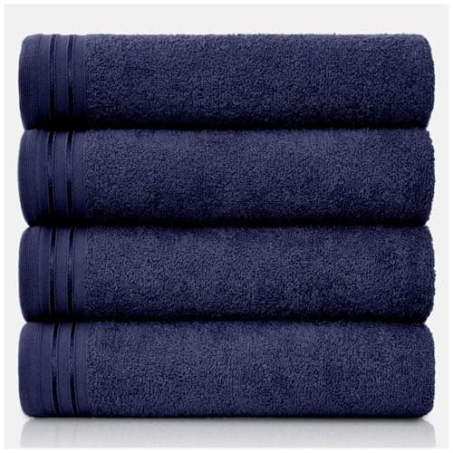 Image of GC GAVENO CAVAILIA Large Towels Bath Sheet - Highly Absorbent Egyptian Cotton Towel Set - 4 Pack Extra Soft Large Bath Towel Navy - Quick Dry Bath Sheets - 450 GSM Washable Towels, 75X135 Cm