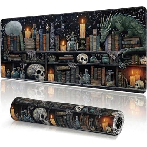 Image of Vesavifaka Large Mouse Pad, Extended Desk Mat, 800x300x3 MM Cute Desk Mat Pad Protector for Work & Gaming, Aesthetic Anti-Slip Laptop Cover for Office School Home Supplies, Mystical Gothic Library