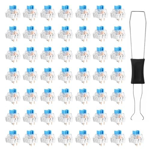 Image of 50 PCS Mechanical Keyboard Switches 3 Pin Blue Clicky Switches Waterproof Keyboard Clicker Keys Replacement for Gaming Keyboards Blue Keyboards Switch with Switch Puller