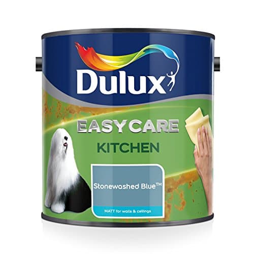 Image of Dulux Easycare Kitchen Matt Emulsion Paint For Walls And Ceilings - Stonewashed Blue 2.5 Litres