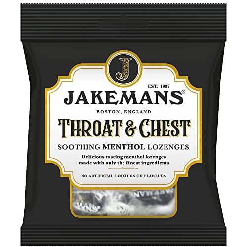 Image of Jakemans Throat & Chest 73g - Pack of 12 - Soothing Menthol Lozenges - Suitable for Vegetarians
