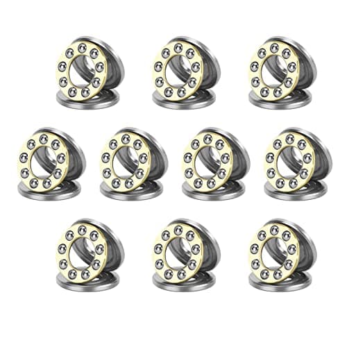Image of HiPicco Thrust Ball Bearings, 10pcs F6-12M Miniature Plane Axial Ball Bearing 3-in-1, 6mm x 12mm x 4.5mm Chrome Steel Single Direction